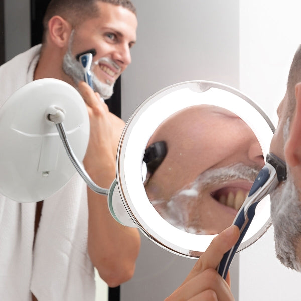 LED magnifying mirror with Flexible Arm and Suction Pad