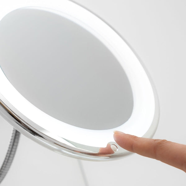 LED magnifying mirror with Flexible Arm and Suction Pad